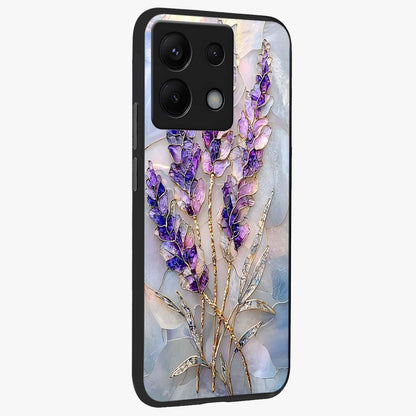 Lavender Dream Glow Glass Case upright view showcasing radiant lavender glow artwork with calming dreamy theme.