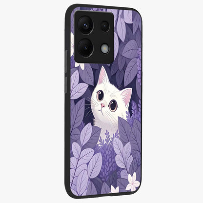 Lilac Hide Peek Cat Glass Case upright view showcasing charming cat artwork with adorable peek theme.