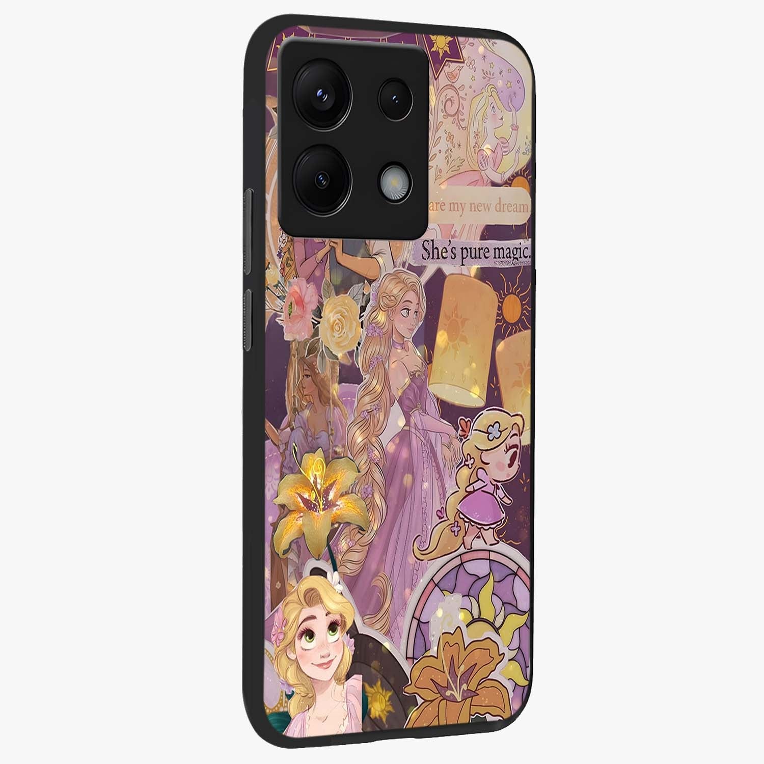Magical Tangled Dream Glass Case upright view showcasing enchanting artistic artwork with dreamy fantasy theme.