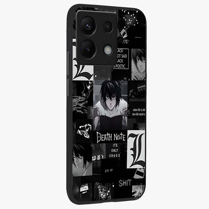 Midnight Chaos Mind Glass Case upright view showcasing expressive abstract artwork with bold dark theme.