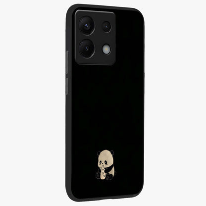 Midnight Panda Love Glass Case upright view showcasing charming panda artwork with playful romantic theme.