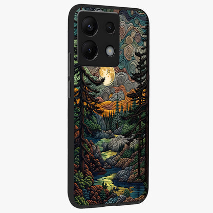 Moonlight Forest Dream Glass Case upright view showcasing magical forest artwork with calm night theme.