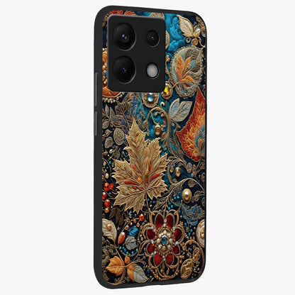 Royal Jewel Garden Glass Case upright view showcasing rich floral artwork with luxurious garden theme.