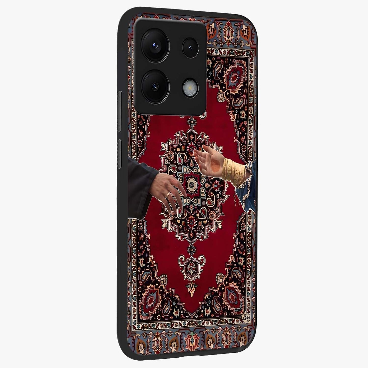 Royal Touch Reach Glass Case upright view showcasing stylish royal inspired artwork with graceful theme.