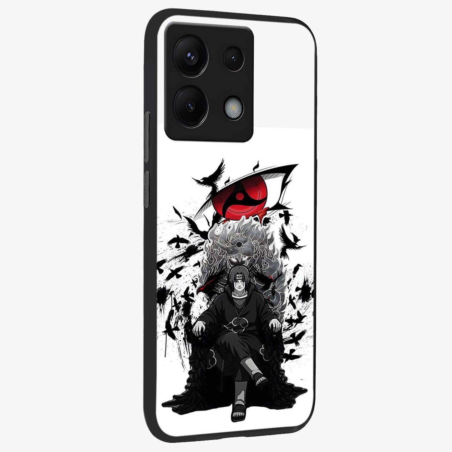 Uchiha Shadow Throne Glass Case upright view showcasing magical underwater galaxy artwork with vibrant cosmic theme.