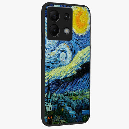 Van Gogh Art Glass Case upright view showcasing expressive painting style artwork with timeless artistic theme.