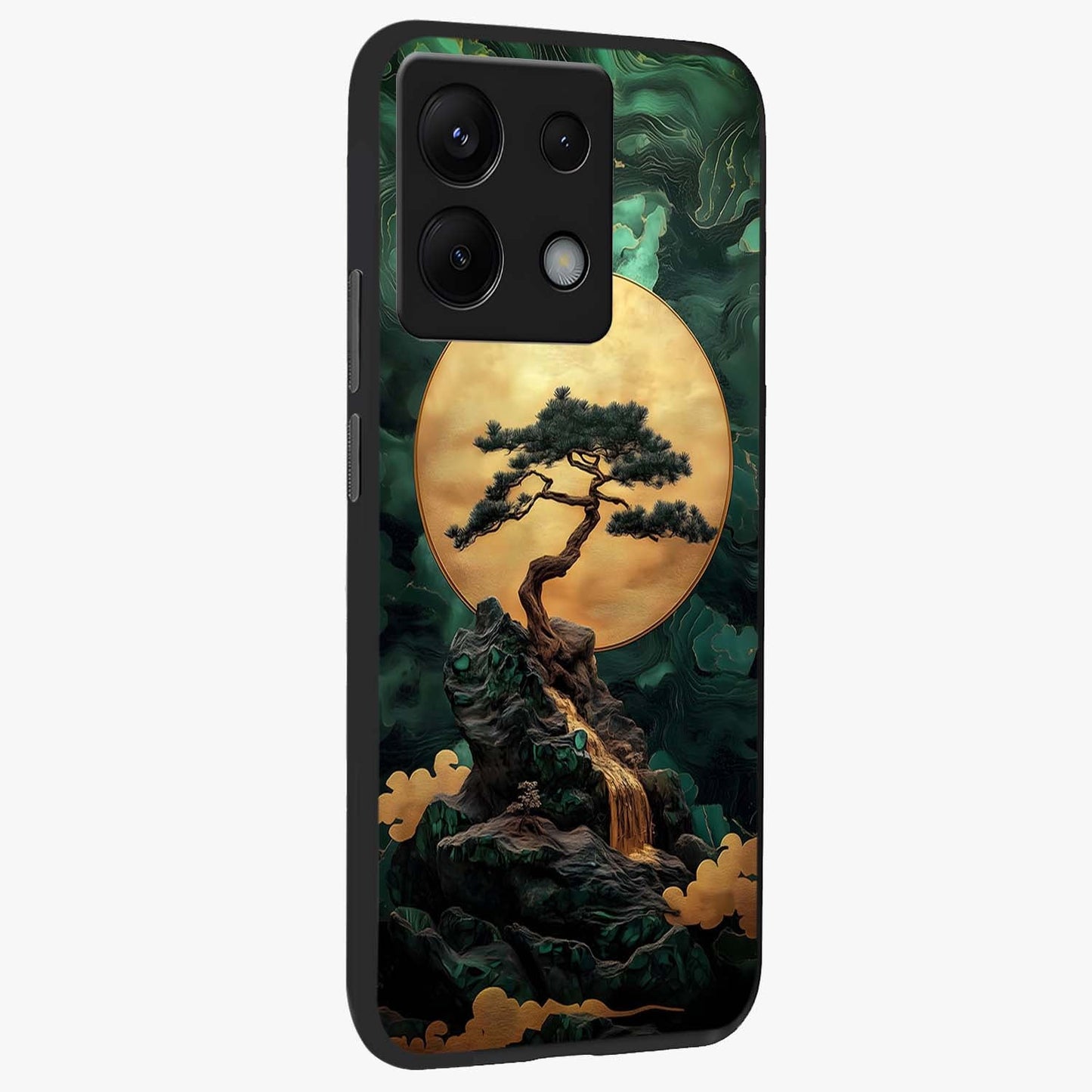 Zen Moon Rise Glass Case upright view showcasing serene moon artwork with tranquil night theme.
