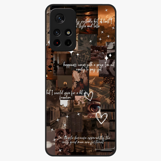 Bittersweet Aesthetic Chaos Glass Case showing flat back view with artistic chaotic aesthetic design and glossy glass finish.