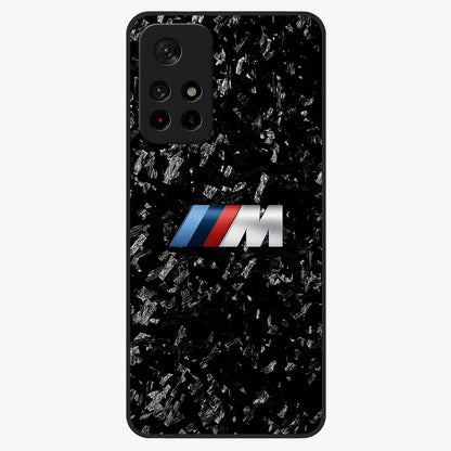 Carbon Speed Mark Glass Case showing flat back view with sporty carbon pattern artwork and glossy glass finish.