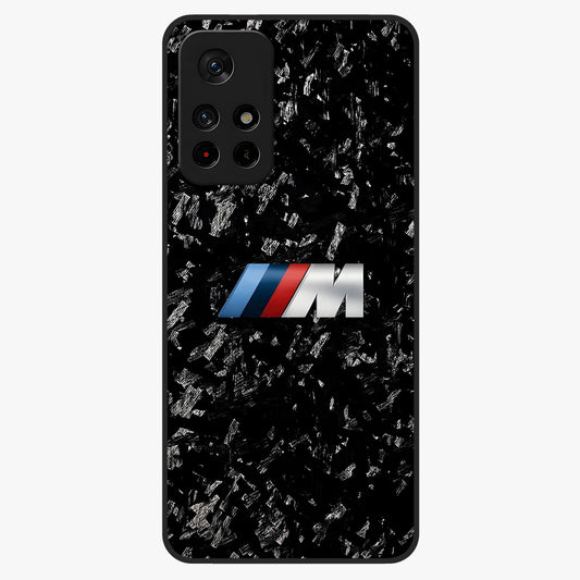 Carbon Speed Mark Glass Case showing flat back view with sporty carbon pattern artwork and glossy glass finish.