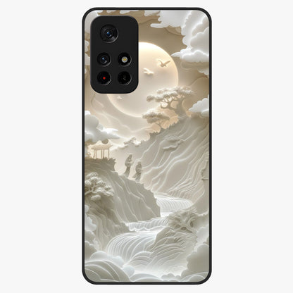 Celestial Origami Glass Case upright view showcasing creative origami artwork with modern celestial style.