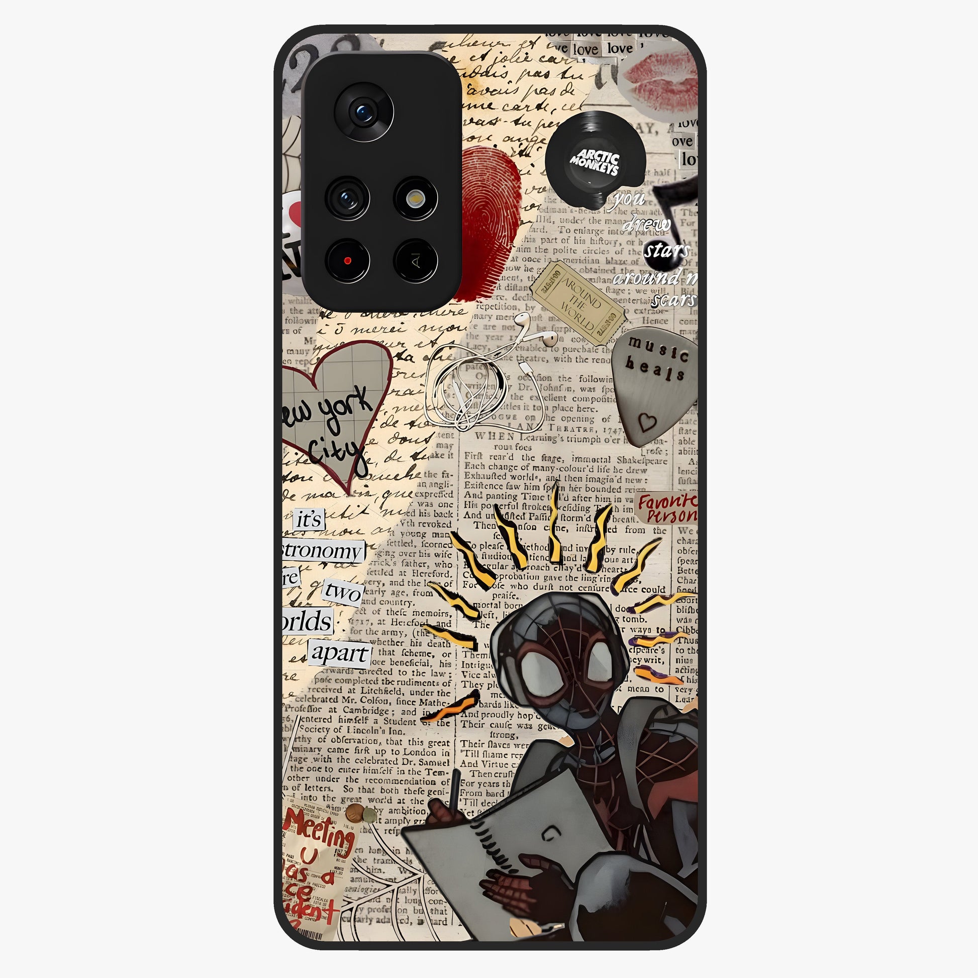 City Dream Sketch Glass Case upright view showcasing urban skyline artwork with stylish hand drawn design.