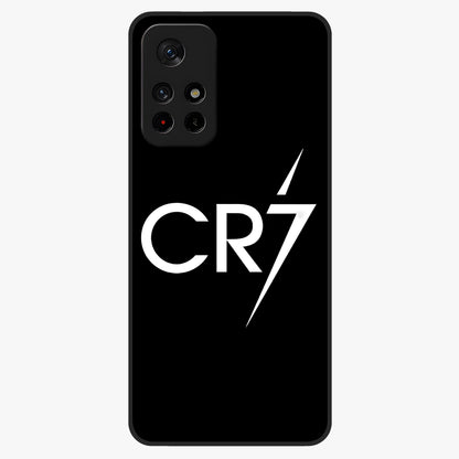 Cr7 Elite Strike Glass Case upright view showcasing energetic football inspired design with modern sports aesthetic.