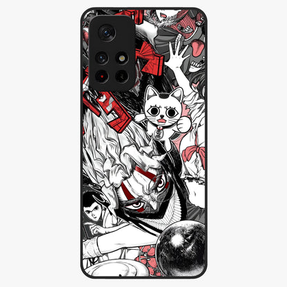 Crimson Chaos Panel Glass Case showing flat back view with bold crimson abstract artwork and glossy glass finish.