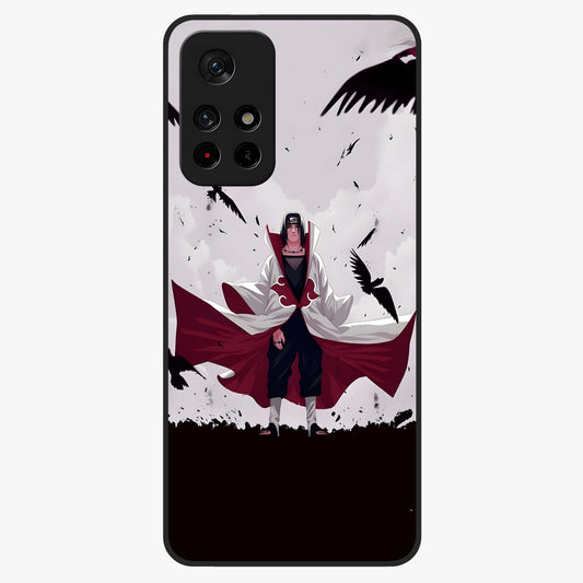 Crimson Crow Ascension Glass Case showing flat back view with mystical crow artwork and glossy glass finish.