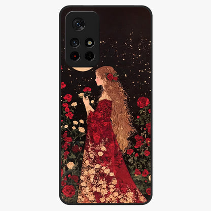 Crimson Dreams Glass Case upright view showcasing dreamy red toned artwork with modern aesthetic style.