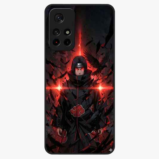 Focused Blade Discipline Glass Case showing flat back view with warrior sword themed artwork and glossy glass finish.