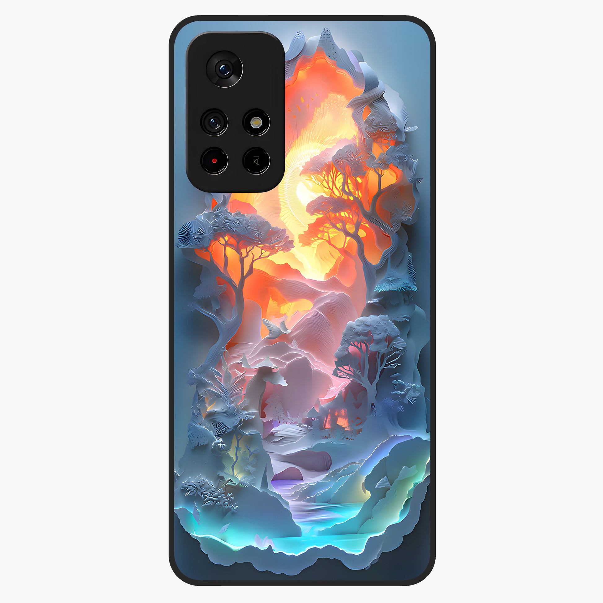 Glow Forest Portal Glass Case upright view showcasing enchanted forest portal artwork with fantasy nature theme.