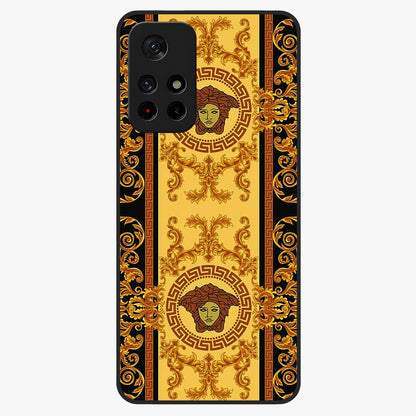 Golden Lotus Glow Glass Case upright view showcasing luminous lotus artwork with peaceful divine theme.
