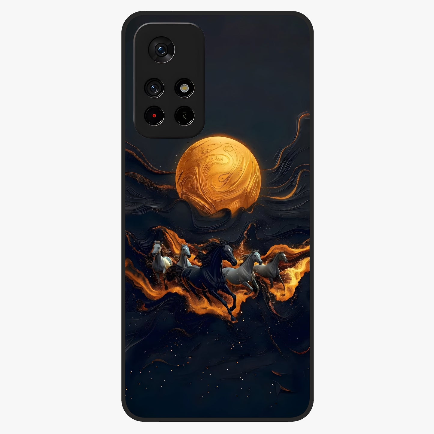 Golden Royal Heritage Glass Case upright view showcasing elegant royal artwork with classic heritage theme.