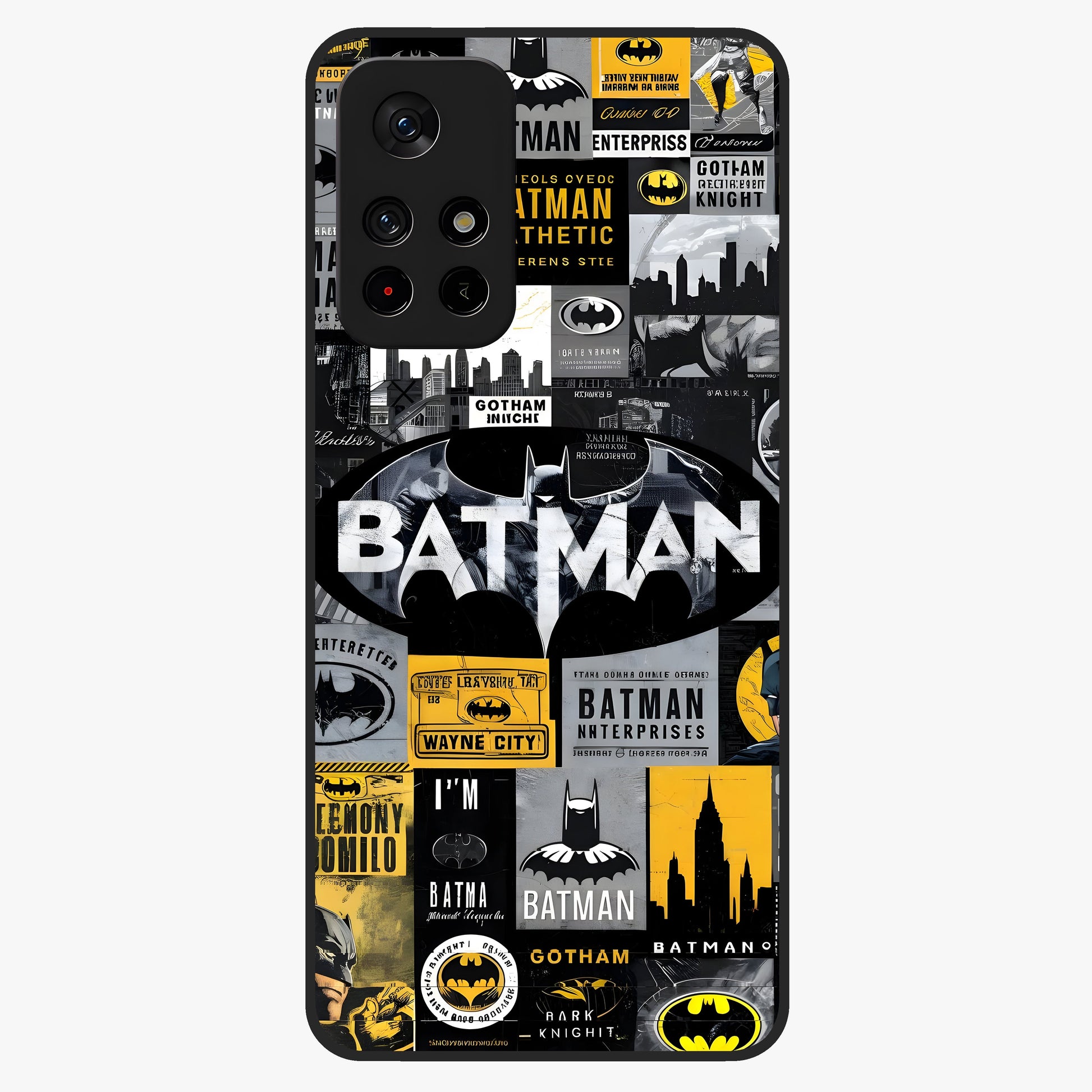 Knight Gotham Rise Glass Case upright view showcasing bold vigilante themed artwork with gothic city vibe.