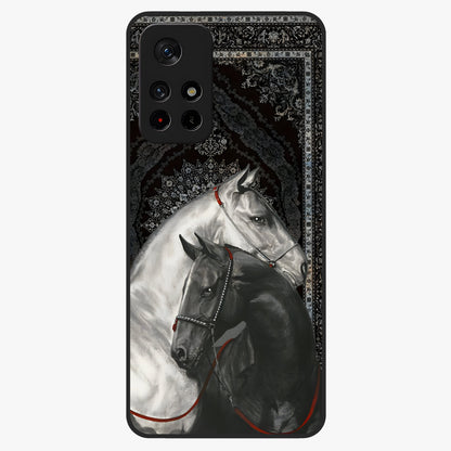 Majestic Ride Legacy Glass Case showing flat back view with powerful automotive inspired artwork and glossy glass finish.