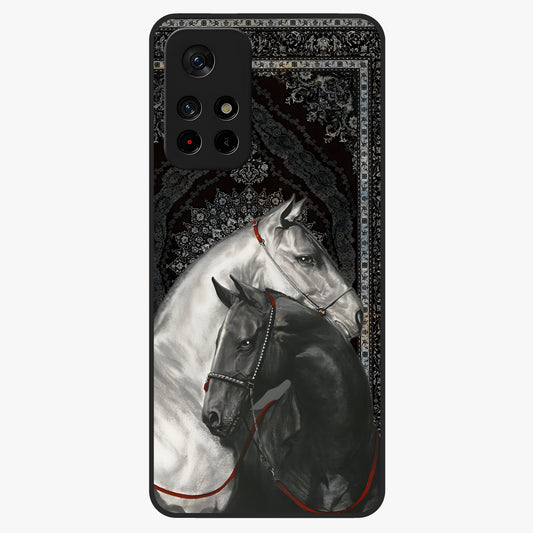 Majestic Ride Legacy Glass Case showing flat back view with powerful automotive inspired artwork and glossy glass finish.
