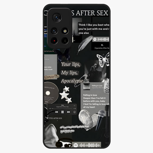 Midnight Love Echo Glass Case showing flat back view with romantic midnight themed artwork and glossy glass finish.