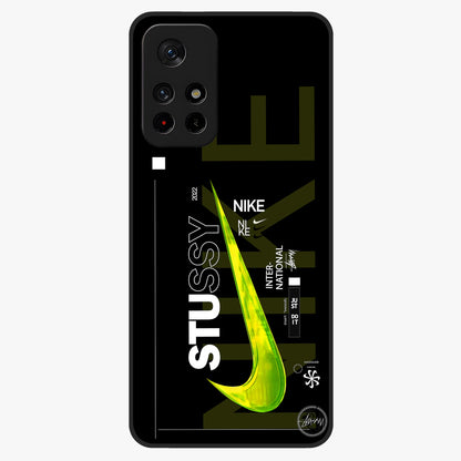 Neon Street Edition Glass Case showing flat back view with neon street style artwork and glossy glass finish.