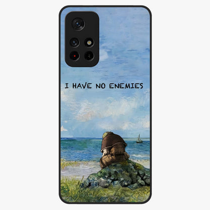 Peace Beyond War Glass Case showing flat back view with symbolic peace themed artwork and glossy glass finish.