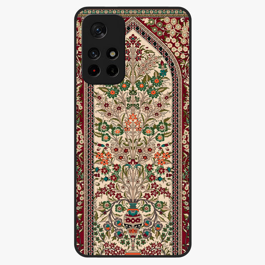 Persian Inspired Glass Case showing flat back view with ornate Persian style pattern artwork and glossy glass finish.