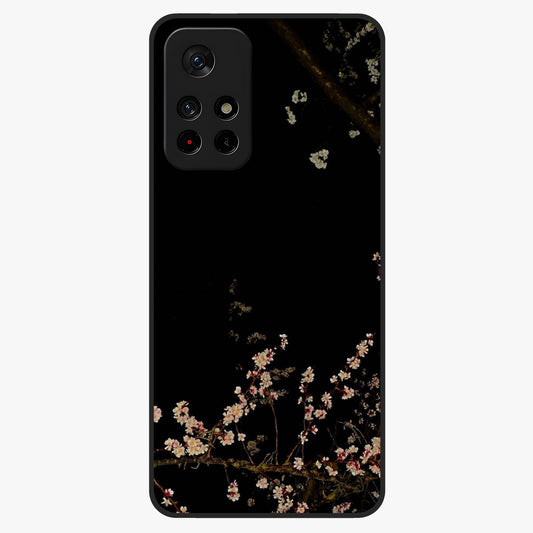 Petal Moon Light With Custom Name Glass Case showing flat back view with floral moonlight artwork and personalized name design.