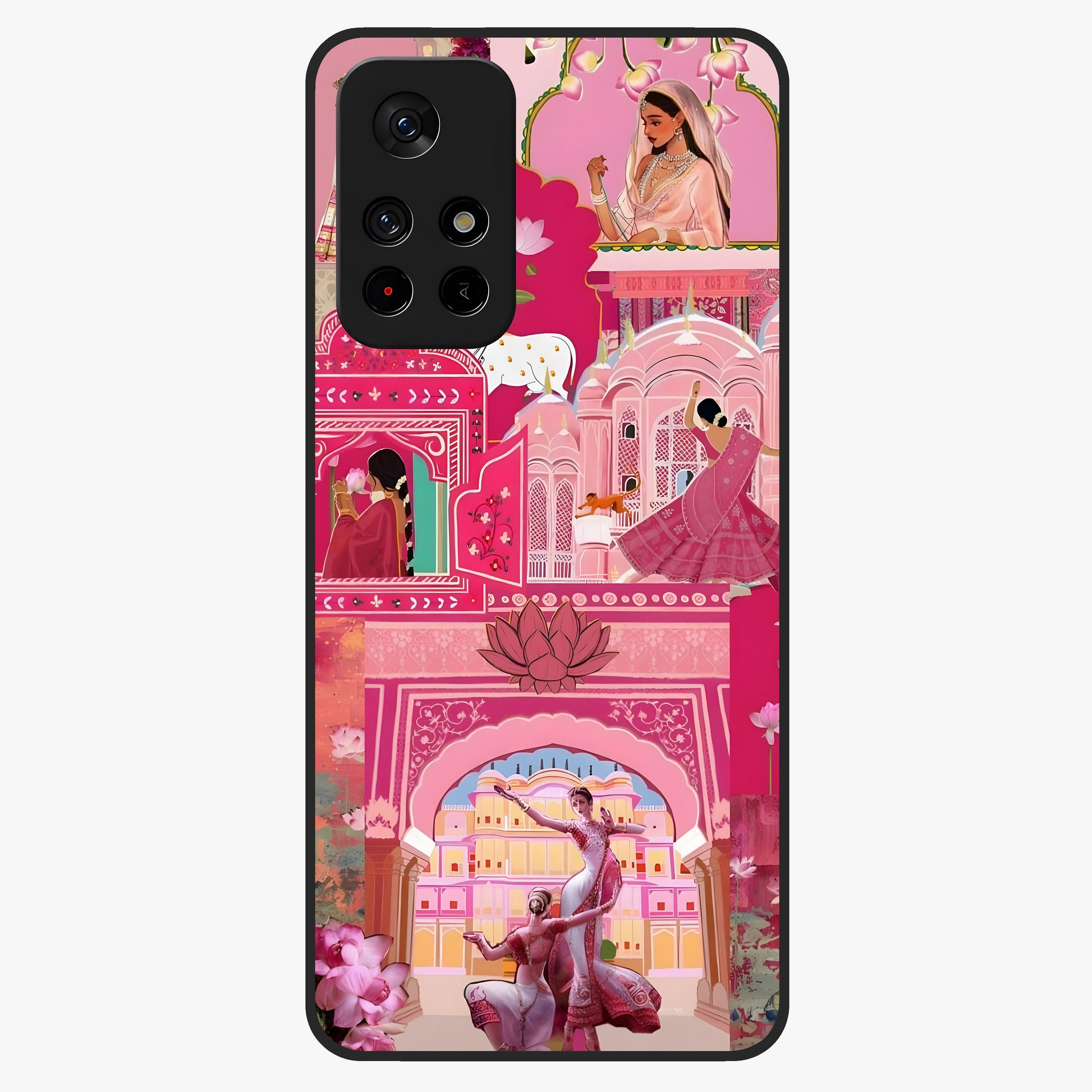 Pink Palace Muse Glass Case upright view showcasing artistic palace artwork with graceful royal theme.