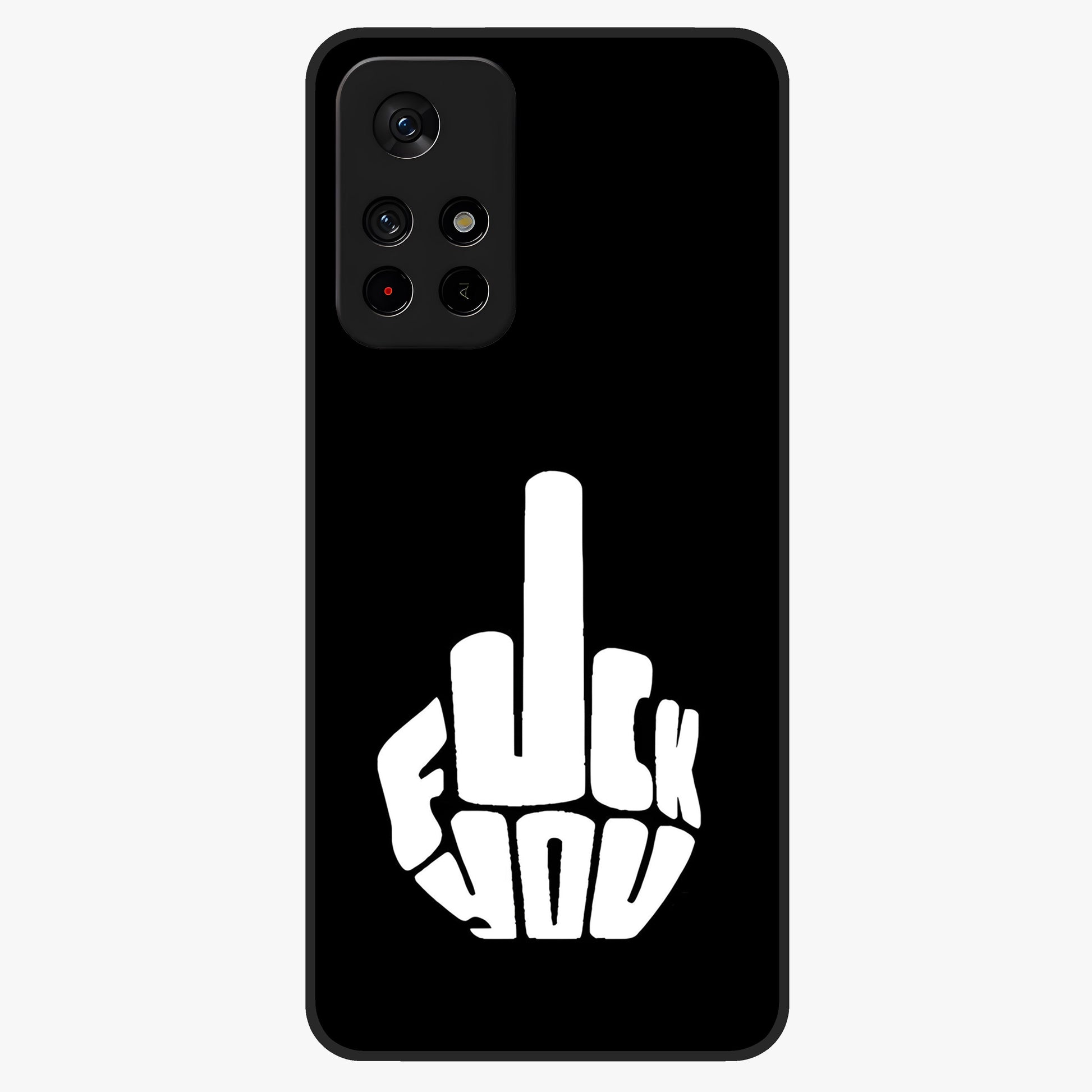 Rebel Mode On Glass Case upright view showcasing striking statement artwork with bold rebellious theme.