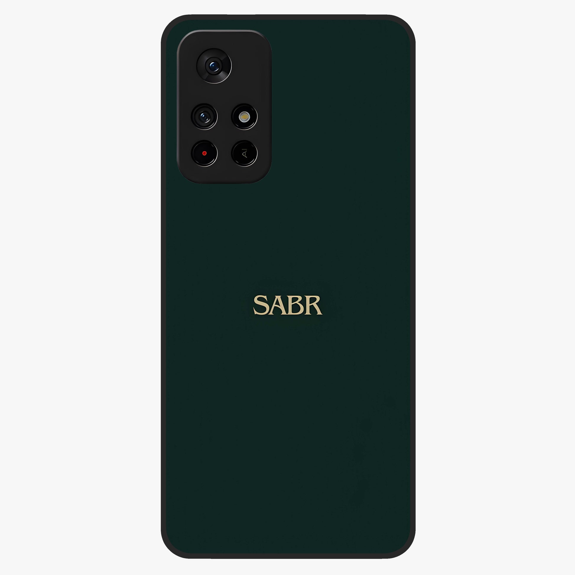 Sabr Minimal Patience Glass Case upright view showcasing calm minimalist artwork with motivational patience theme.