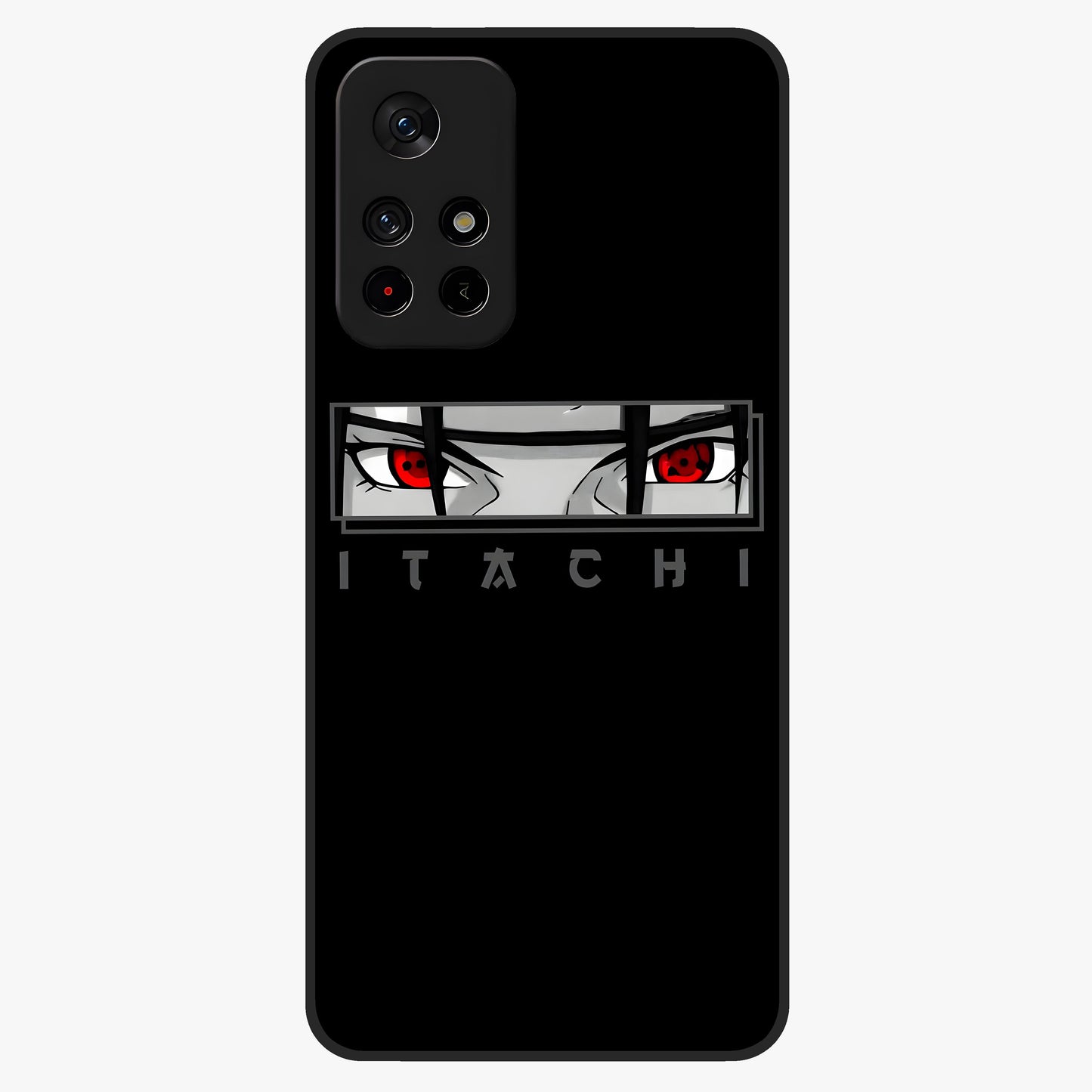 Scarlet Gaze Dominance Glass Case showing flat back view with striking red themed artwork and glossy glass finish.