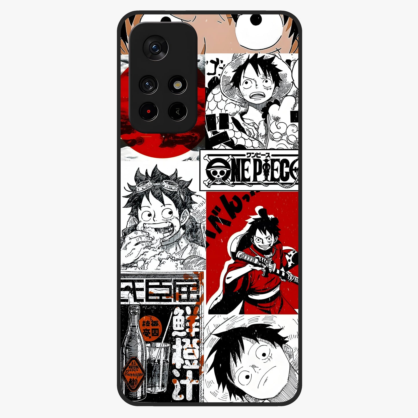 Strawhat Chaos Panels Glass Case upright view showcasing energetic anime artwork with bold adventure theme.
