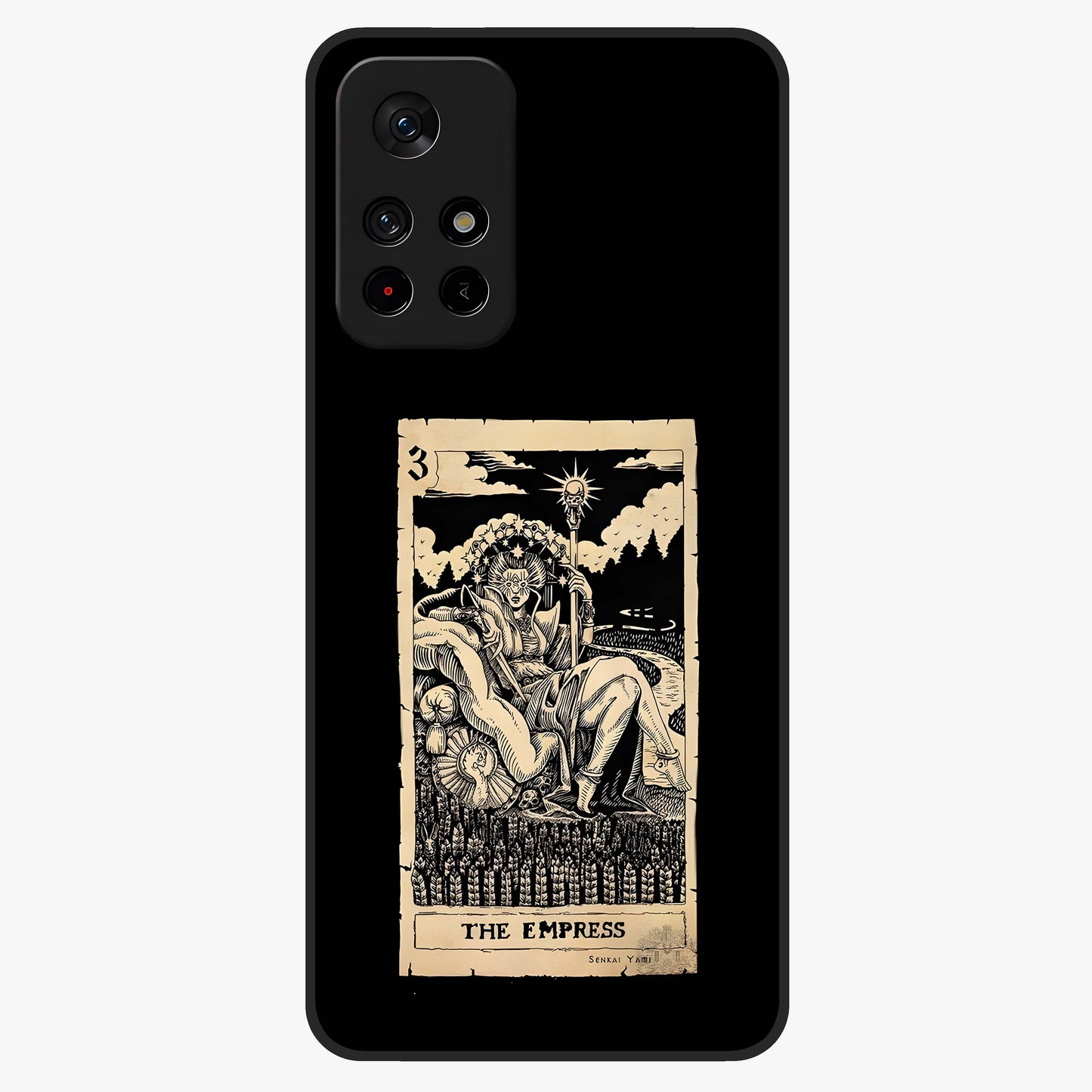 The Empress Glass Case upright view showcasing powerful empress themed artwork with luxurious artistic theme.