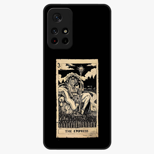 The Empress Glass Case showing flat back view with regal feminine artwork and glossy glass finish.