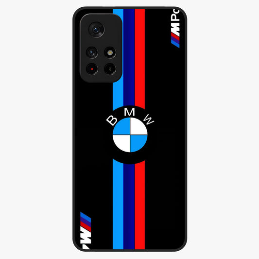 Turbo BMW Beast Glass Case showing flat back view with high performance sports car artwork and glossy glass finish.