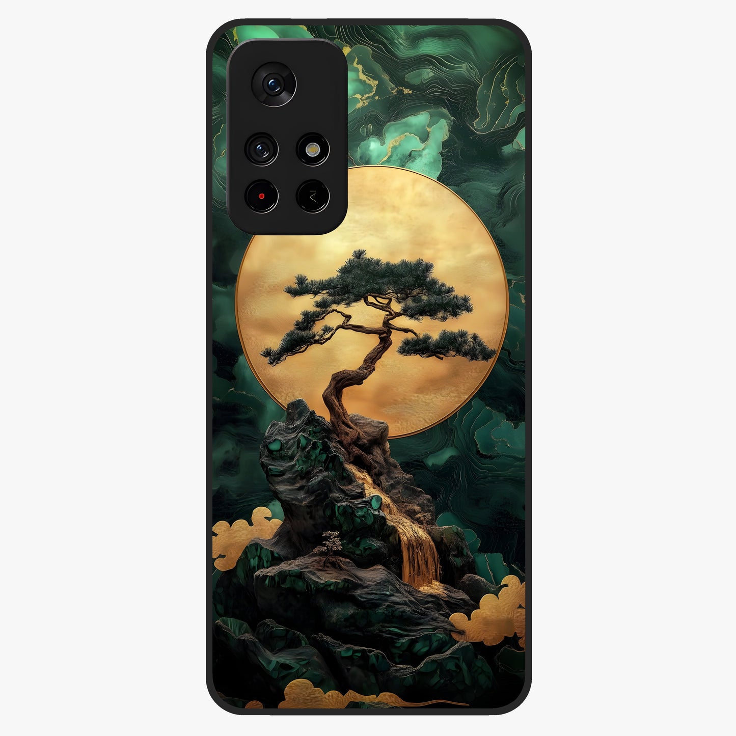 Zen Moon Rise Glass Case upright view showcasing serene moon artwork with tranquil night theme.