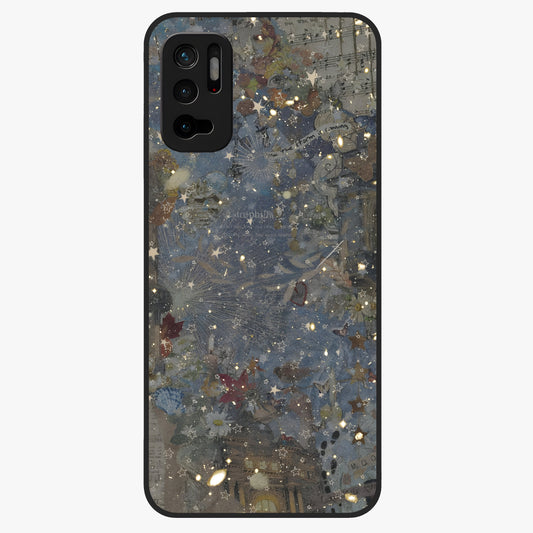 Aesthetic Astrolophia Glass Case showing flat back view with dreamy aesthetic design and glossy glass finish.