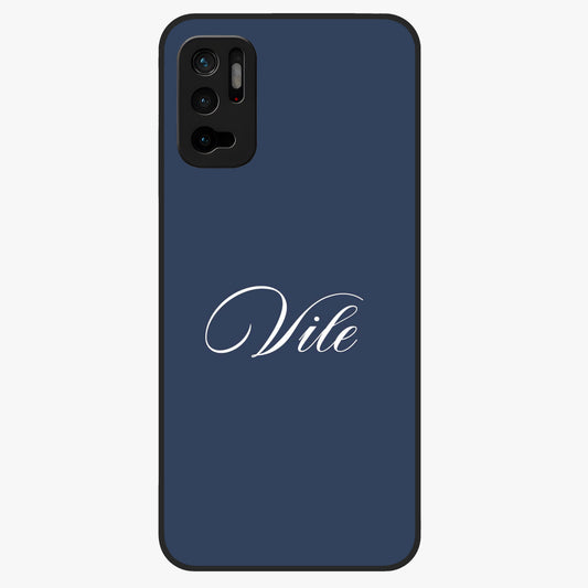 Blue Background Personalized Custom Name Glass Case showing flat back view with minimal blue background and custom name design.