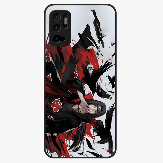 Crimson Crow Illusion Glass Case showing flat back view with artistic crow illusion artwork and glossy glass finish.
