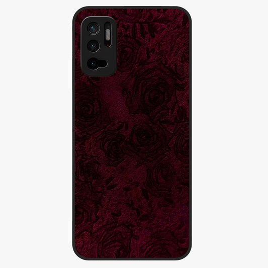 Crimson Fade Flow Glass Case showing flat back view with flowing crimson gradient artwork and glossy glass finish.