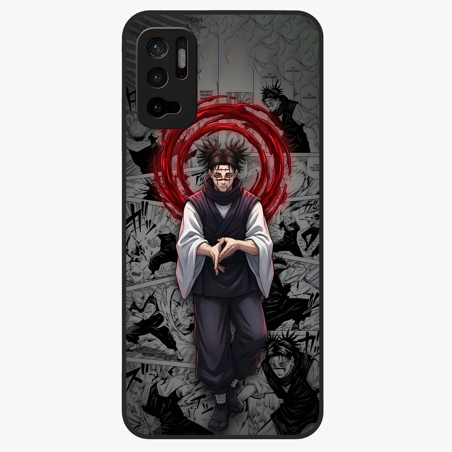 Cursed Ritual Ascension Glass Case showing flat back view with dark ritual themed artwork and glossy glass finish.