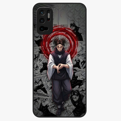 Cursed Ritual Ascension Glass Case showing flat back view with dark ritual themed artwork and glossy glass finish.