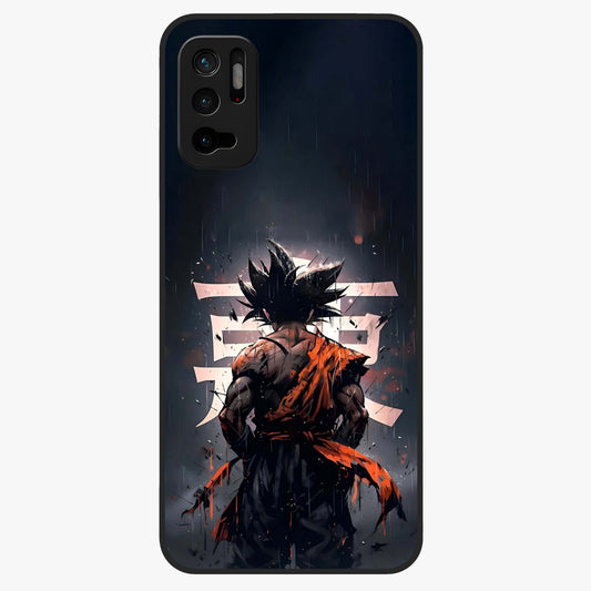 Dark Warrior In Rain Glass Case showing flat back view with warrior artwork in rainy atmosphere and glossy glass finish.