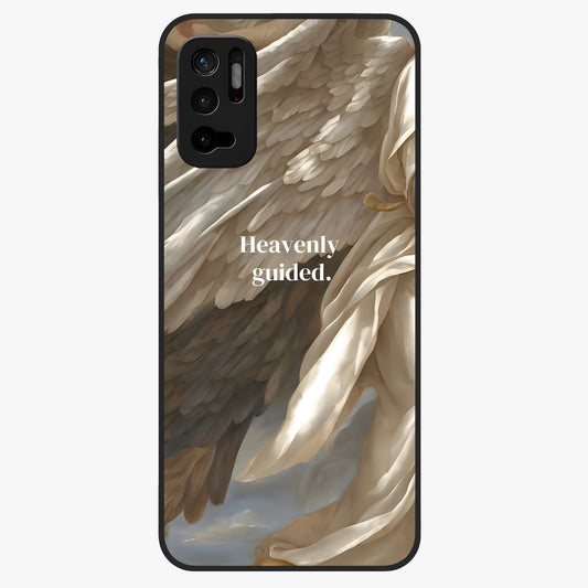 Divine Winged Grace Glass Case showing flat back view with elegant wing inspired artwork and glossy glass finish.