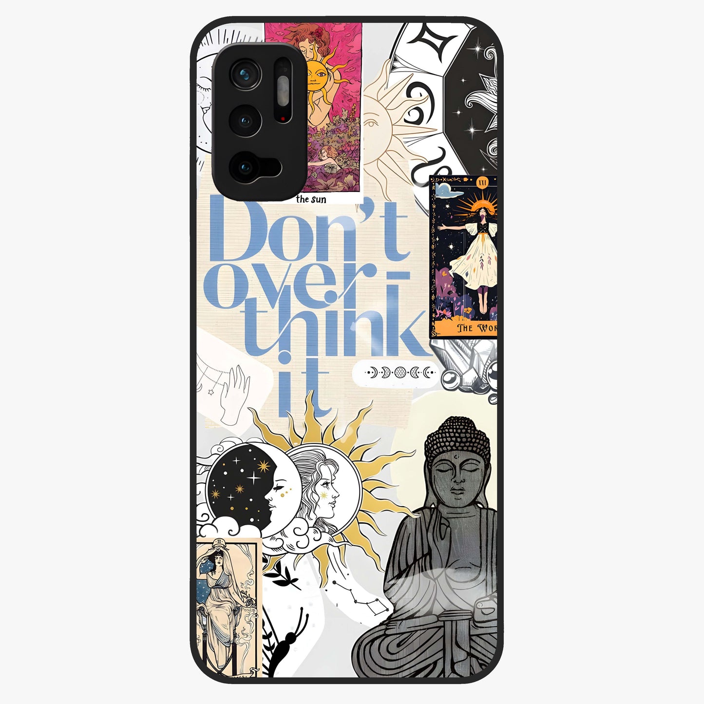 Ethereal Thoughts Glass Case showing flat back view with dreamy artistic artwork and glossy glass finish.